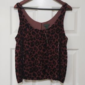 J. Crew ROSE LEOPARD print velvet tank top